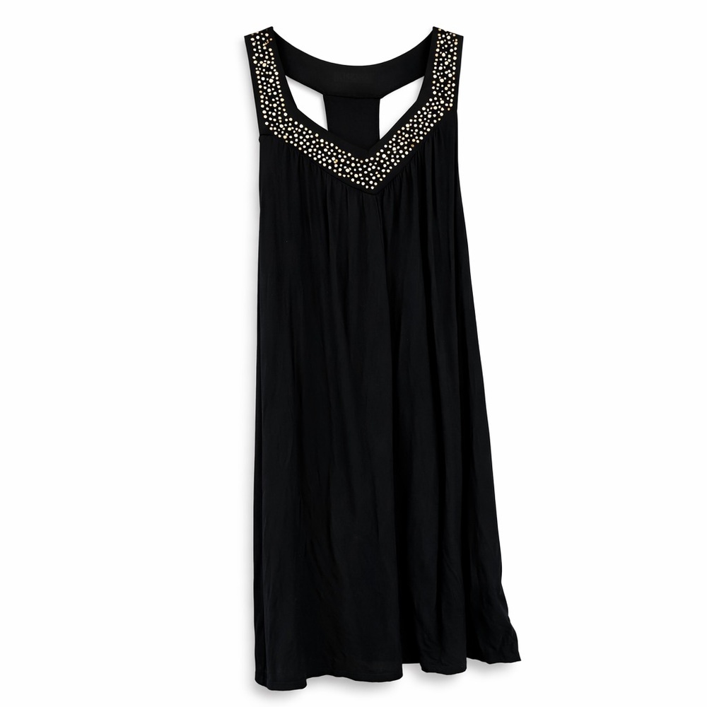 Elegant Black Dress with Embellished Neckline